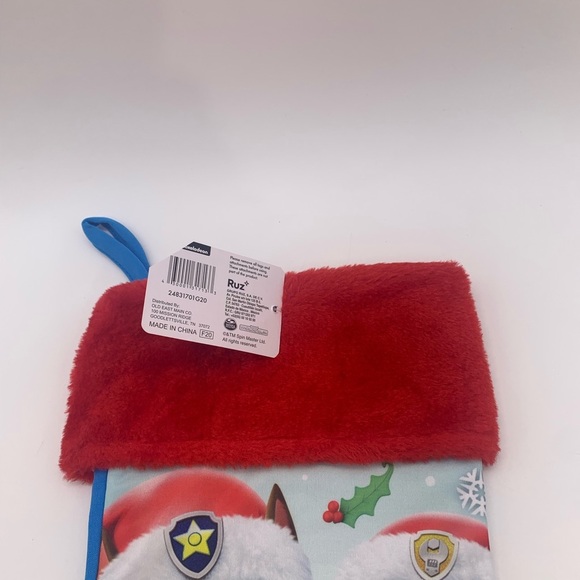 Paw Parol Christmas Stocking 16” Blue With Red Faux Fur NWT - Picture 7 of 7